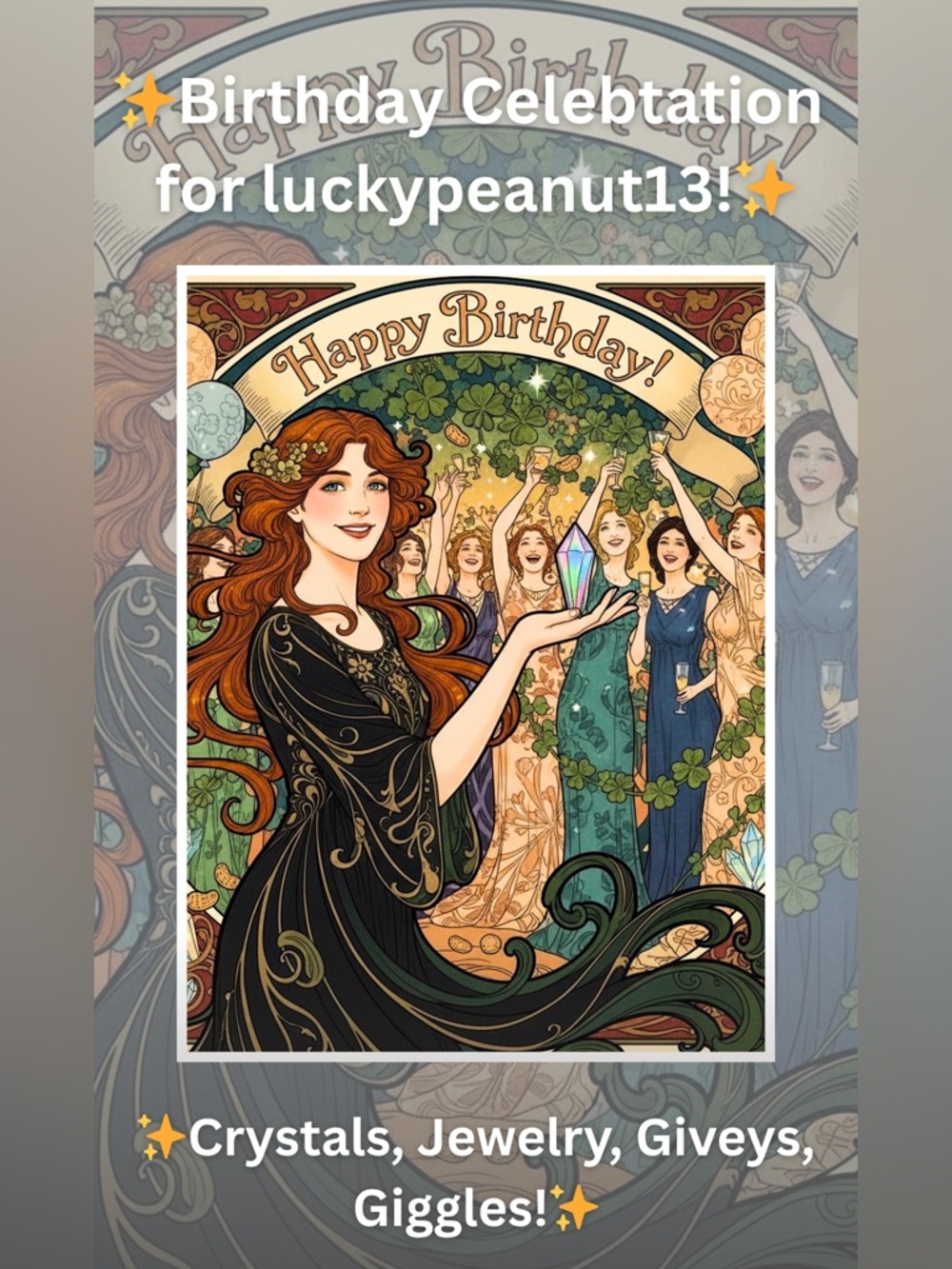 4/15/26 Birthday Celebration for Luckypeanut13! Crystals, jewelry, giveys!